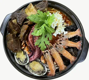 Jjigae hotpot food PNG with transparent background, real photo cutout