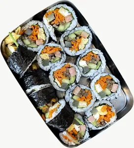 Kimbap tray food PNG with transparent background, real photo cutout