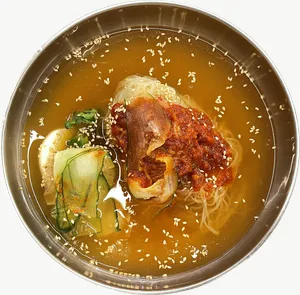 Kimchi stew food, bowl view PNG with transparent background, real photo cutout