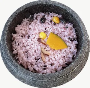 Purple rice bowl food PNG with transparent background, real photo cutout
