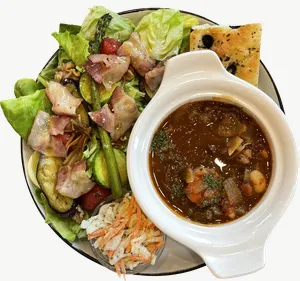 Salad platter food PNG with transparent background, real photo cutout