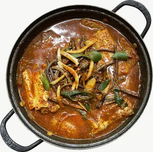 Seafood hotpot food PNG with transparent background, real photo cutout