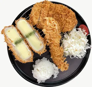 Tonkatsu set food PNG with transparent background, real photo cutout