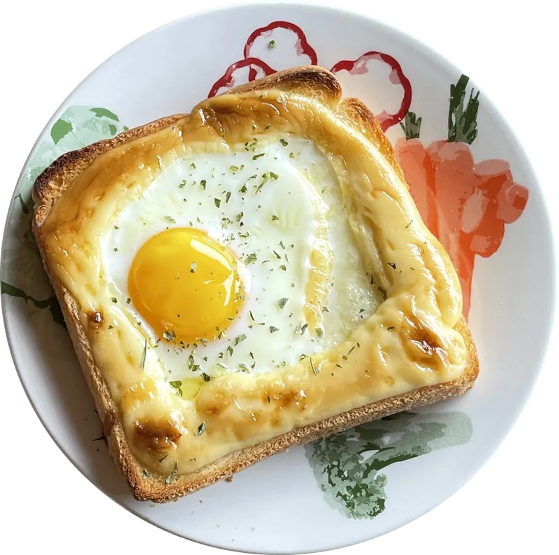 Egg toast food PNG with transparent background, real photo cutout