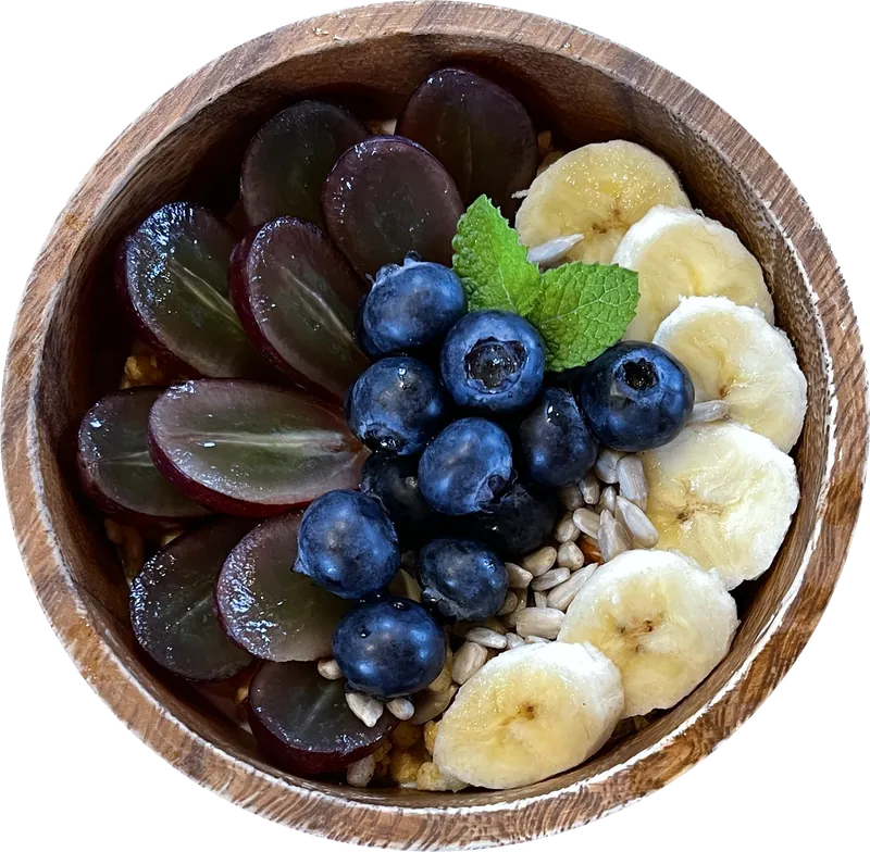 Fruit bowl food PNG with transparent background, real photo cutout