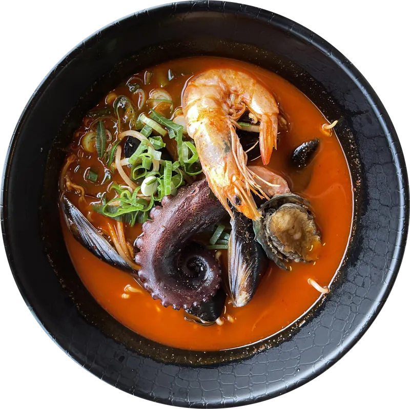 Seafood stew food PNG with transparent background, real photo cutout