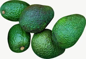 Avocado cluster PNG with transparent background, real photo cutout
