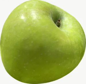 Green apple, sliced PNG with transparent background, real photo cutout