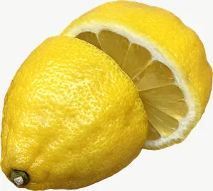 Lemon and half PNG with transparent background, real photo cutout