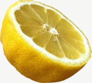 Lemon half PNG with transparent background, real photo cutout