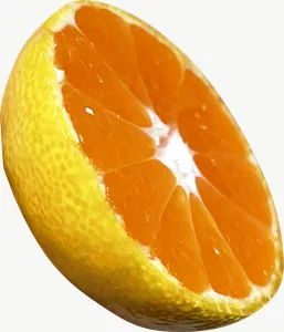 Orange half PNG with transparent background, real photo cutout