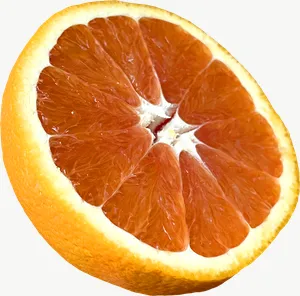 Orange slice, whole PNG with transparent background, real photo cutout