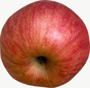 Red apple, halved PNG with transparent background, real photo cutout