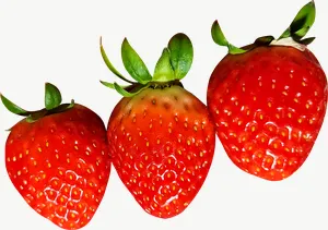 Strawberry cluster PNG with transparent background, real photo cutout