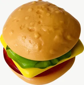 Burger gummy candy, cluster PNG with transparent background, real photo cutout