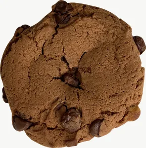 Chocolate chip cookie candy, single piece PNG with transparent background, real photo cutout