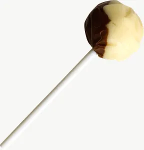 Chocolate lollipop candy PNG with transparent background, real photo cutout