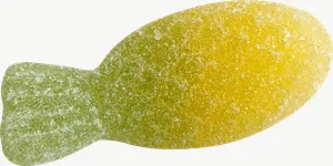 Green gummy pear candy PNG with transparent background, real photo cutout