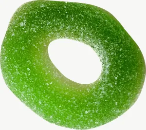 Green gummy ring candy PNG with transparent background, real photo cutout