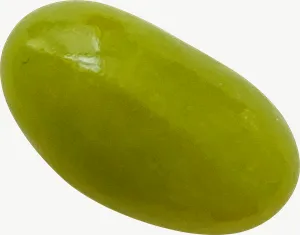 Green jelly bean candy PNG with transparent background, real photo cutout