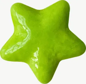 Green star gummy candy PNG with transparent background, real photo cutout