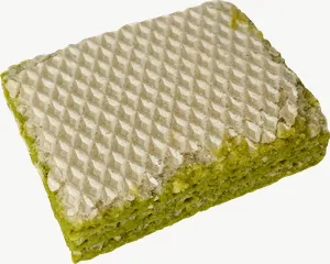 Green wafer cookie candy PNG with transparent background, real photo cutout