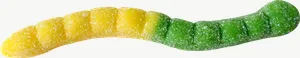 Gummy worm candy, close-up PNG with transparent background, real photo cutout