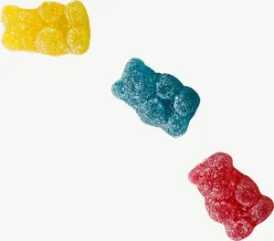 Mini gummy bear candy PNG with transparent background, real photo cutout