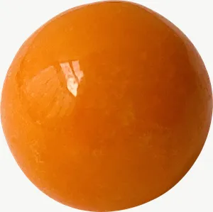 Orange gummy ball candy, single piece PNG with transparent background, real photo cutout