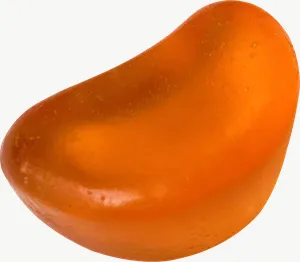 Orange gummy bean candy PNG with transparent background, real photo cutout