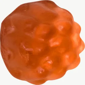Orange gummy berry candy, single piece PNG with transparent background, real photo cutout