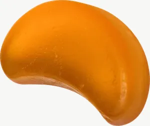 Orange gummy peach candy PNG with transparent background, real photo cutout