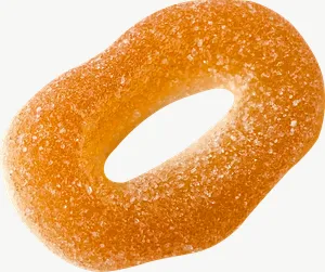 Orange gummy ring candy PNG with transparent background, real photo cutout