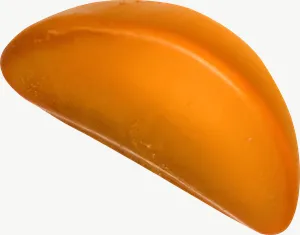 Orange gummy taco candy PNG with transparent background, real photo cutout