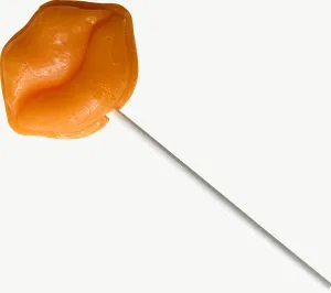 Orange lollipop candy PNG with transparent background, real photo cutout