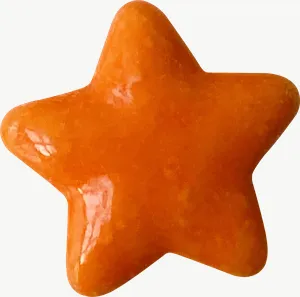 Orange star gummy candy PNG with transparent background, real photo cutout
