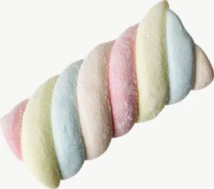 Pastel twisted marshmallow candy, round PNG with transparent background, real photo cutout
