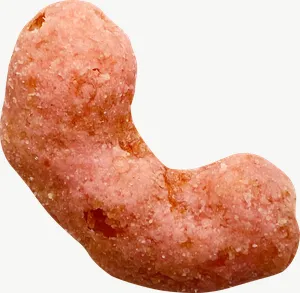 Pink cashew cookie candy, round PNG with transparent background, real photo cutout
