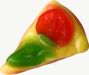 Pizza gummy candy, single piece PNG with transparent background, real photo cutout