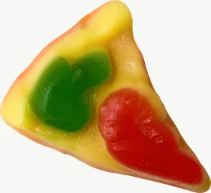 Pizza gummy candy, cluster PNG with transparent background, real photo cutout