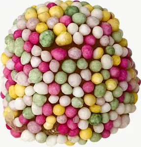 Rainbow sprinkle candy ball, single piece PNG with transparent background, real photo cutout
