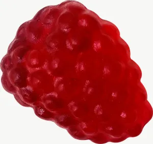 Red gummy berry candy, cluster PNG with transparent background, real photo cutout