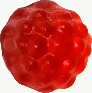 Red gummy berry candy, twisted PNG with transparent background, real photo cutout