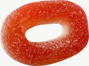 Red gummy ring candy PNG with transparent background, real photo cutout