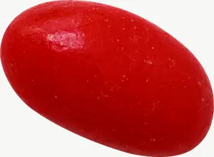 Red jelly bean candy PNG with transparent background, real photo cutout