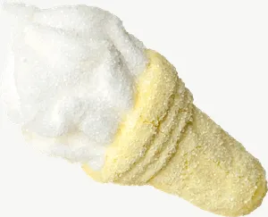 White ice cream cone candy, close-up PNG with transparent background, real photo cutout