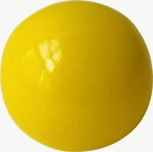 Yellow gummy ball candy, single piece PNG with transparent background, real photo cutout