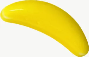 Yellow gummy banana candy, wide PNG with transparent background, real photo cutout