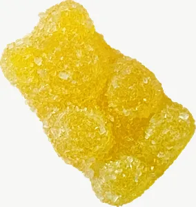 Yellow gummy bear candy, cluster PNG with transparent background, real photo cutout