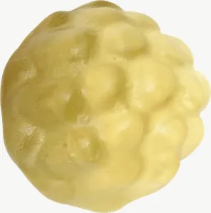 Yellow gummy berry candy, cluster PNG with transparent background, real photo cutout